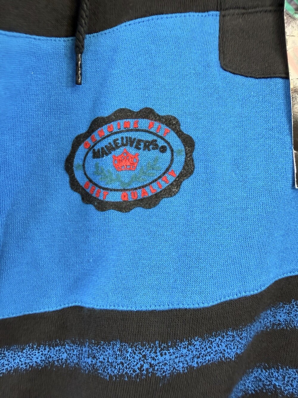 Vtg 90s Maneuvers Deadstock Boys L Sweatshirt 1/4 Zip Black Blue Colorblock NWT - Picture 10 of 16